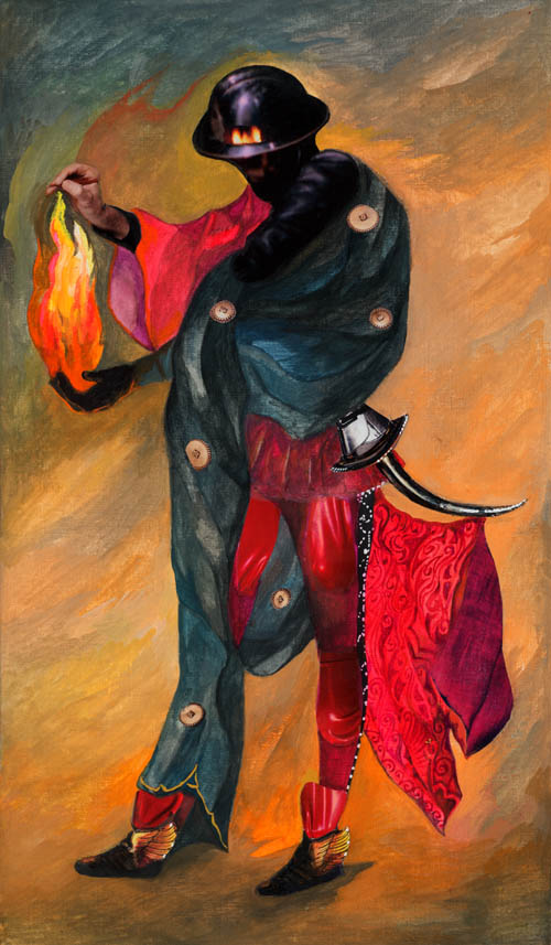 Nino Japaridze - King of Fire (Roi de Feu) - Japaridze Tarot - 2012-2013 mixed media painting